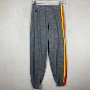 Aviator Nation Gray Pants with Rainbow Stripe